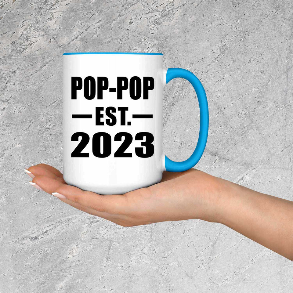 Pop-Pop Established EST. 2023 - 15oz Accent Mug Blue