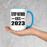Step Father Established EST. 2023 - 15oz Accent Mug Blue