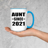 Aunt Since 2021 - 15oz Accent Mug Blue