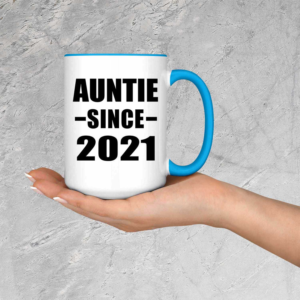 Auntie Since 2021 - 15oz Accent Mug Blue