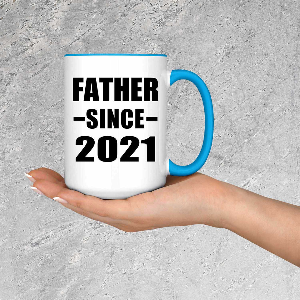 Father Since 2021 - 15oz Accent Mug Blue