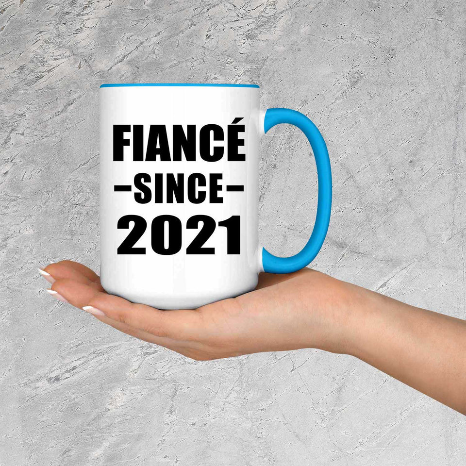 Fiance Since 2021 - 15oz Accent Mug Blue