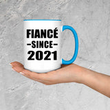 Fiance Since 2021 - 15oz Accent Mug Blue