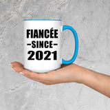 Fiancee Since 2021 - 15oz Accent Mug Blue