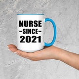 Nurse Since 2021 - 15oz Accent Mug Blue