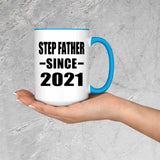 Step Father Since 2021 - 15oz Accent Mug Blue