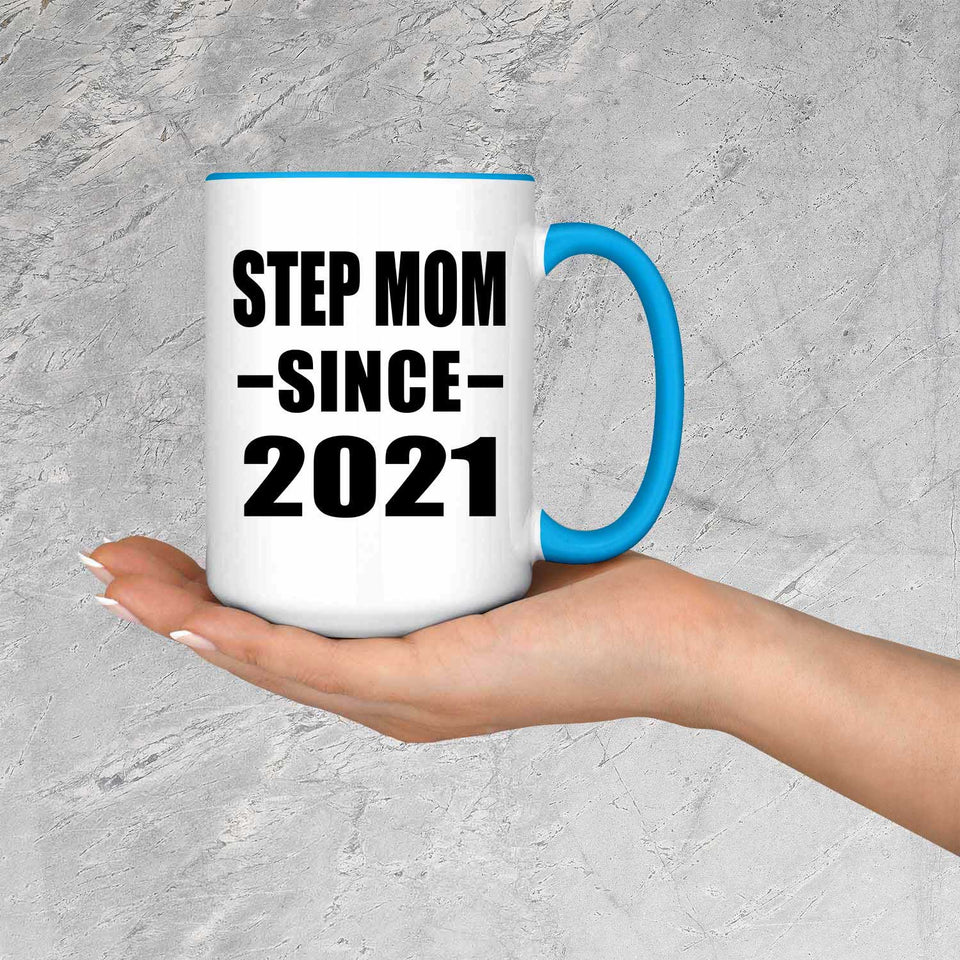 Step Mom Since 2021 - 15oz Accent Mug Blue