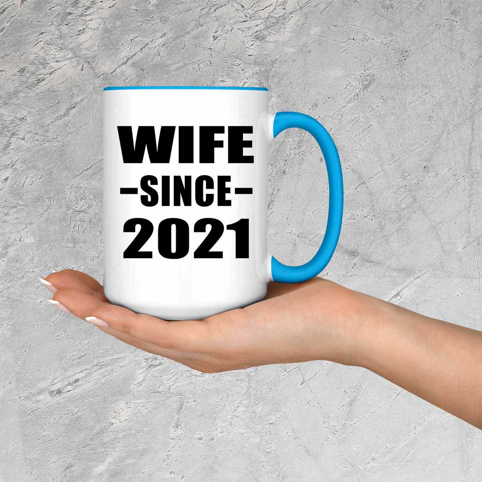 Wife Since 2021 - 15oz Accent Mug Blue