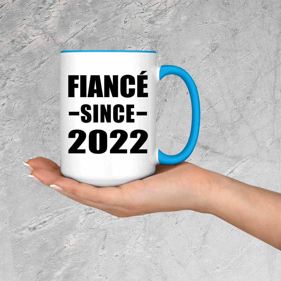 Fiance Since 2022 - 15oz Accent Mug Blue