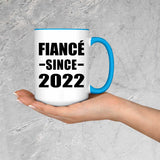 Fiance Since 2022 - 15oz Accent Mug Blue