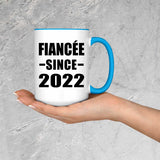 Fiancee Since 2022 - 15oz Accent Mug Blue