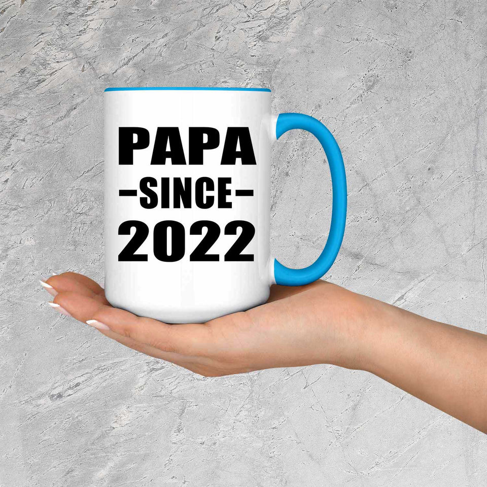 Papa Since 2022 - 15oz Accent Mug Blue