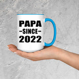 Papa Since 2022 - 15oz Accent Mug Blue