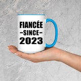 Fiancee Since 2023 - 15oz Accent Mug Blue