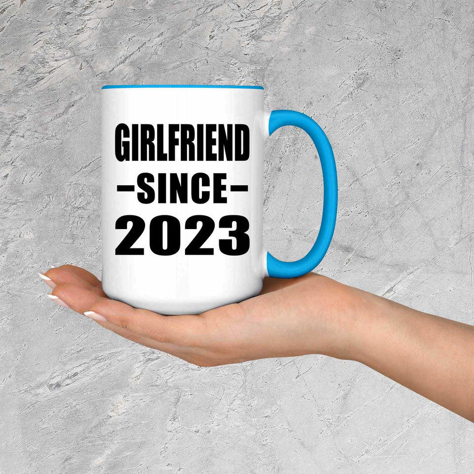 Girlfriend Since 2023 - 15oz Accent Mug Blue