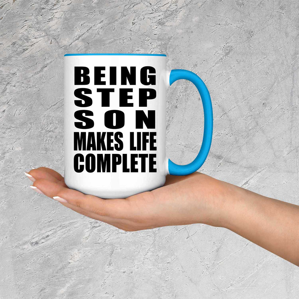 Being Step Son Makes Life Complete - 15oz Accent Mug Blue