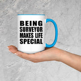 Being Surveyor Makes Life Special - 15oz Accent Mug Blue