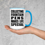 Collecting Fountain Pens Makes Life Special - 15oz Accent Mug Blue