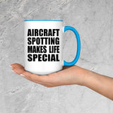 Aircraft Spotting Makes Life Special - 15oz Accent Mug Blue