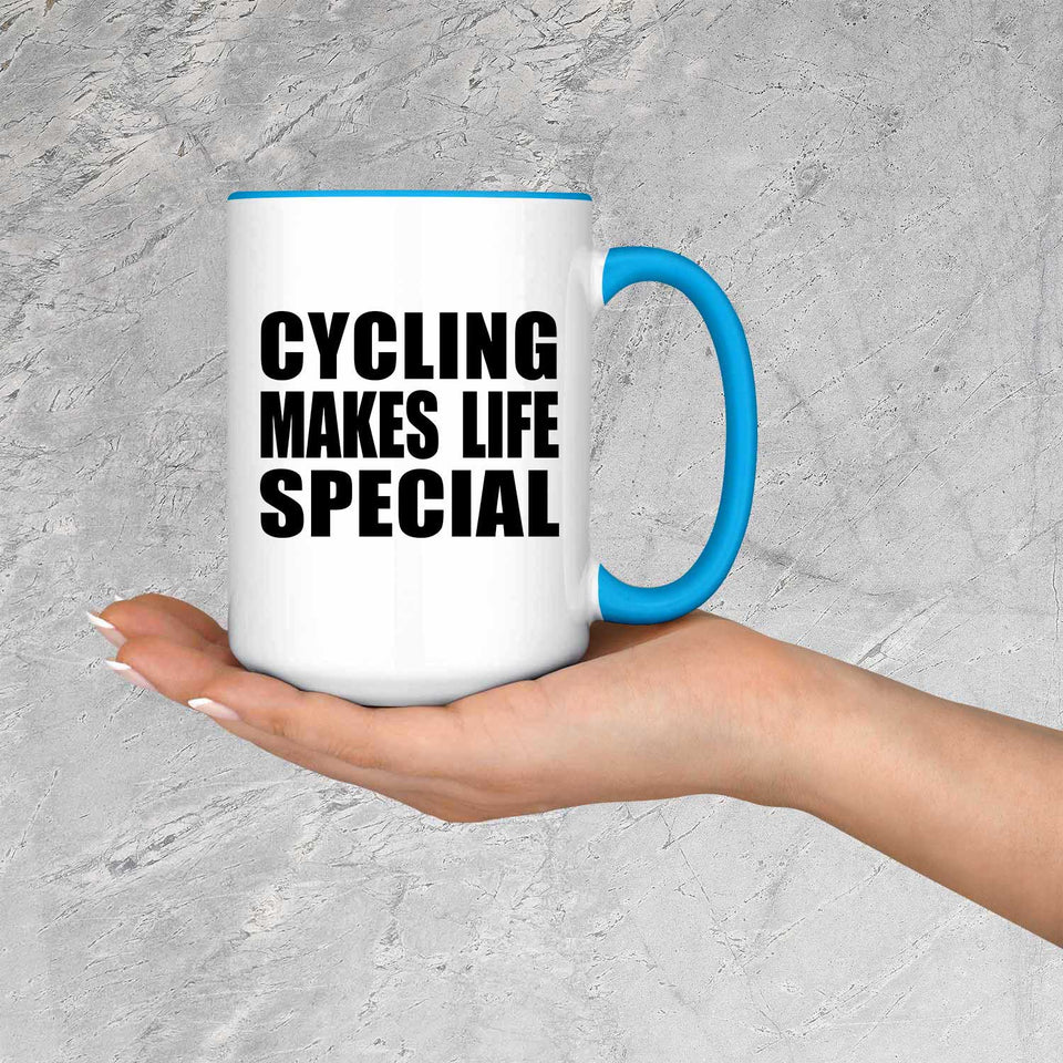 Cycling Makes Life Special - 15oz Accent Mug Blue