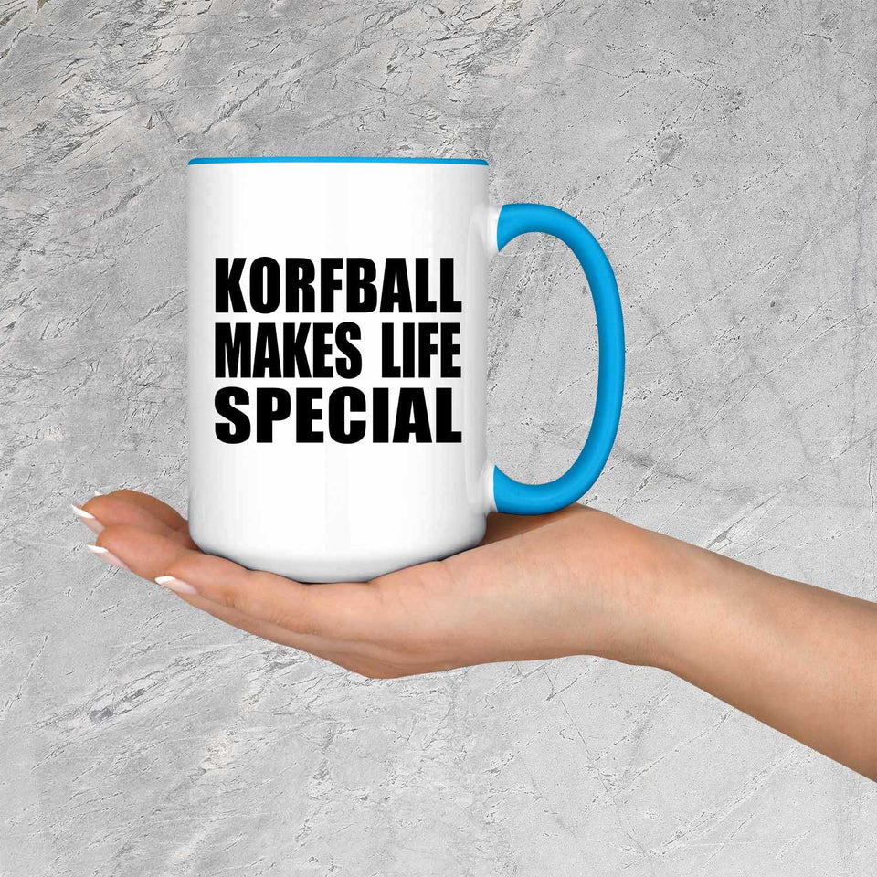 Korfball Makes Life Special - 15oz Accent Mug Blue