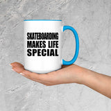 Skateboarding Makes Life Special - 15oz Accent Mug Blue