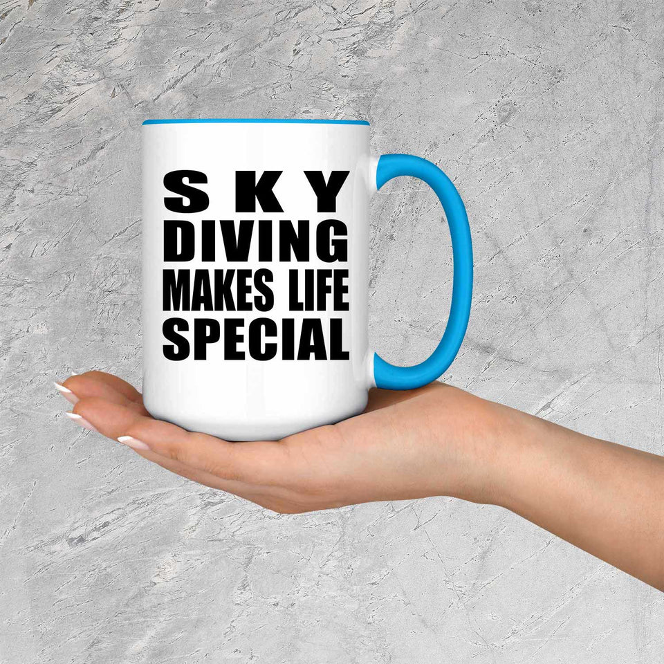 Sky Diving Makes Life Special - 15oz Accent Mug Blue