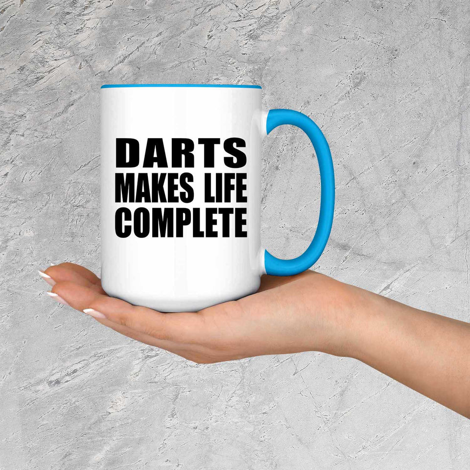 Darts Makes Life Complete - 15oz Accent Mug Blue