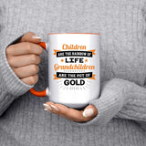 Children Are Rainbow Of Life, Grandchildren Are Pot Of Gold - 15oz Accent Mug Orange