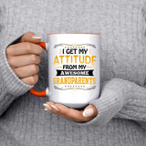 I Get My Attitude From My Awesome Grandparents - 15oz Accent Mug Orange
