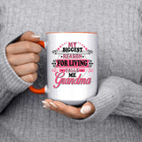 My Biggest Reason For Living Calls Me Grandma - 15oz Accent Mug Orange