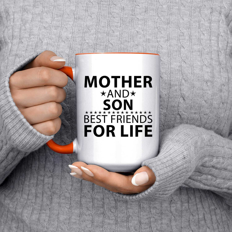 Mother and Son, Best Friends For Life - 15oz Accent Mug Orange