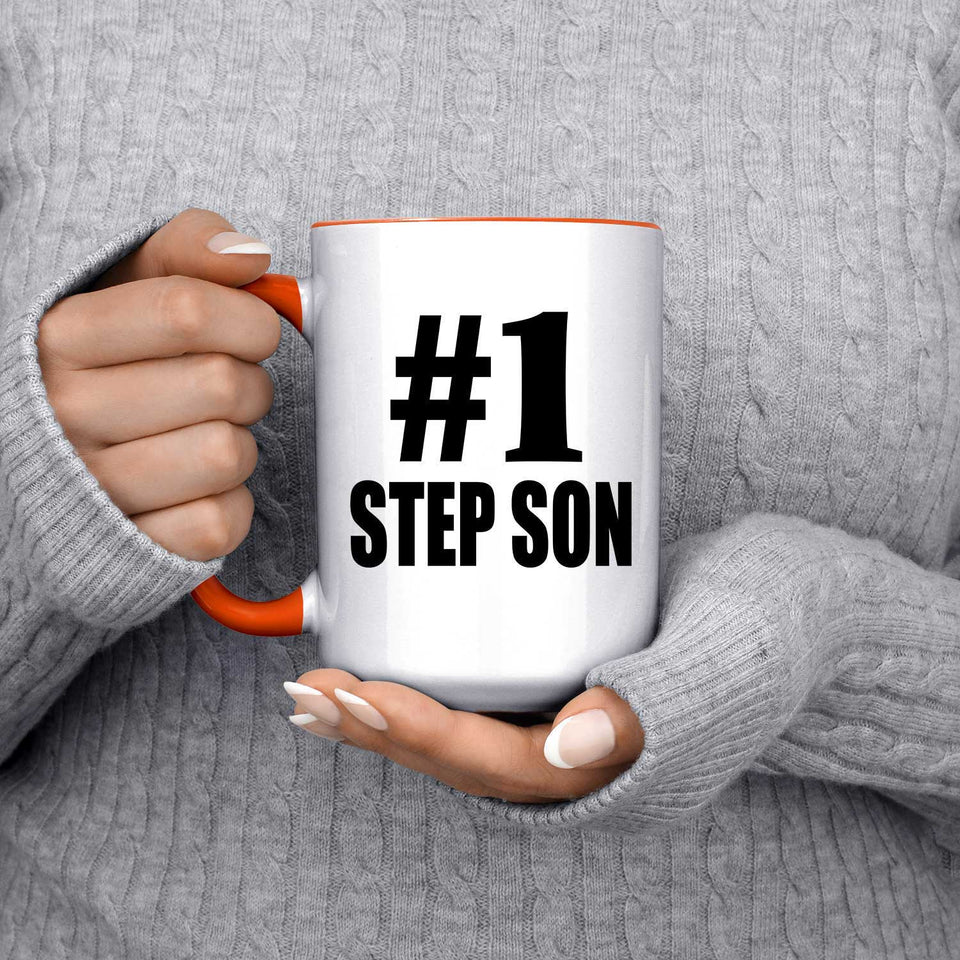 Number One #1 Step Son - 15oz Accent Mug Orange