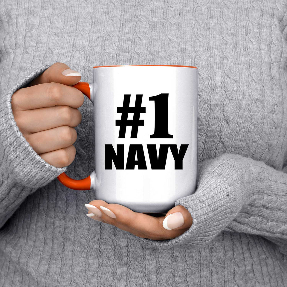 Number One #1 Navy - 15oz Accent Mug Orange