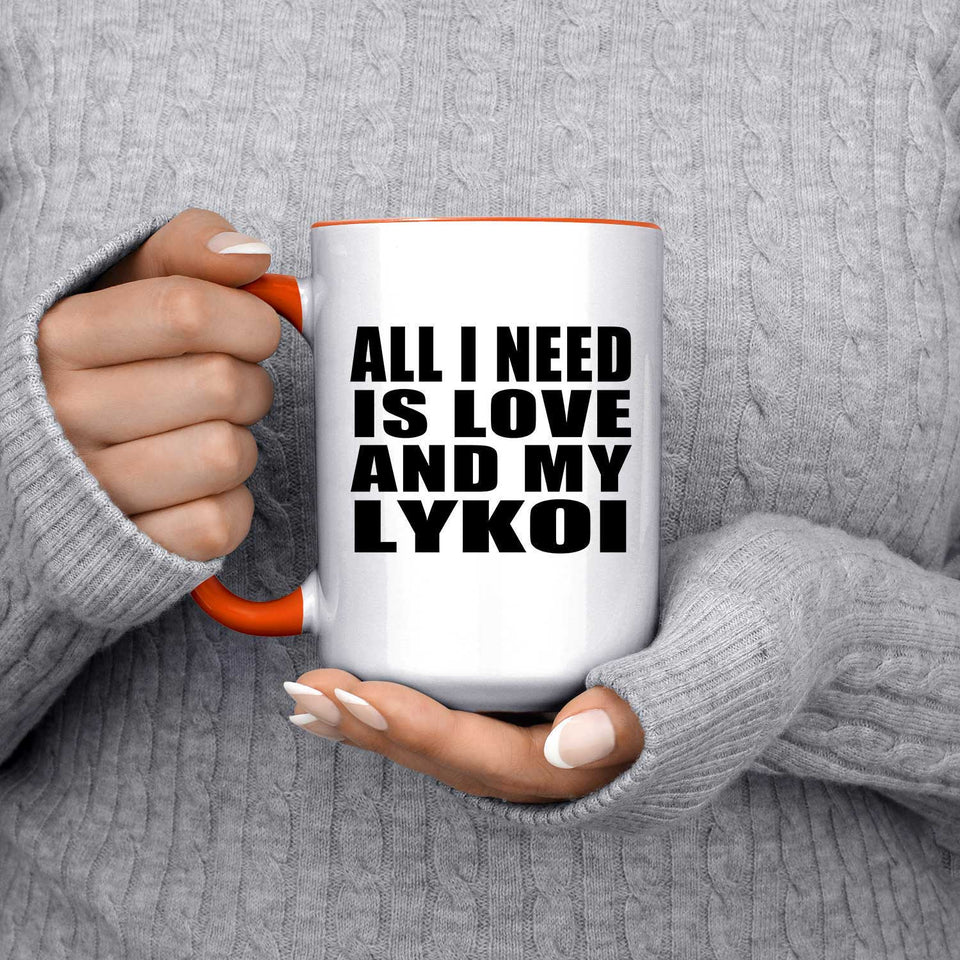 All I Need Is Love And My Lykoi - 15oz Accent Mug Orange
