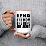 Lena The Mom The Hero The Legend - 15oz Accent Mug Orange