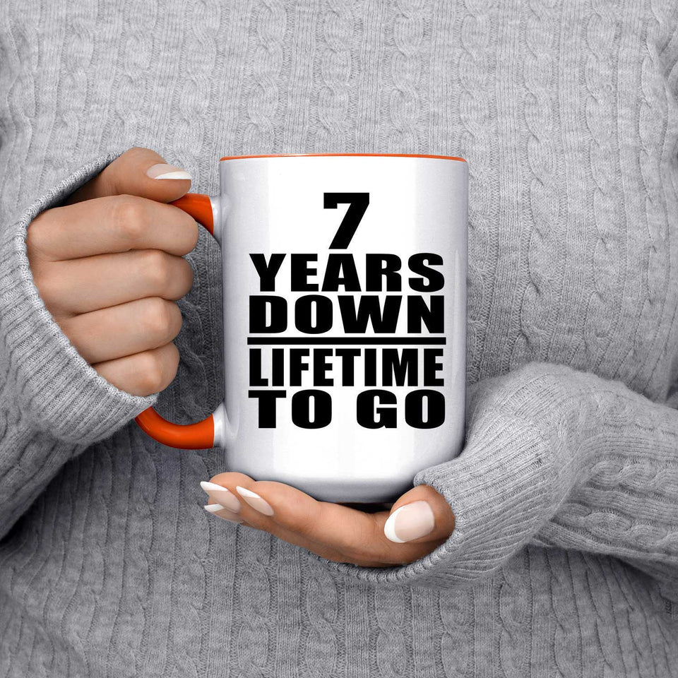 7th Anniversary 7 Years Down Lifetime To Go - 15oz Accent Mug Orange