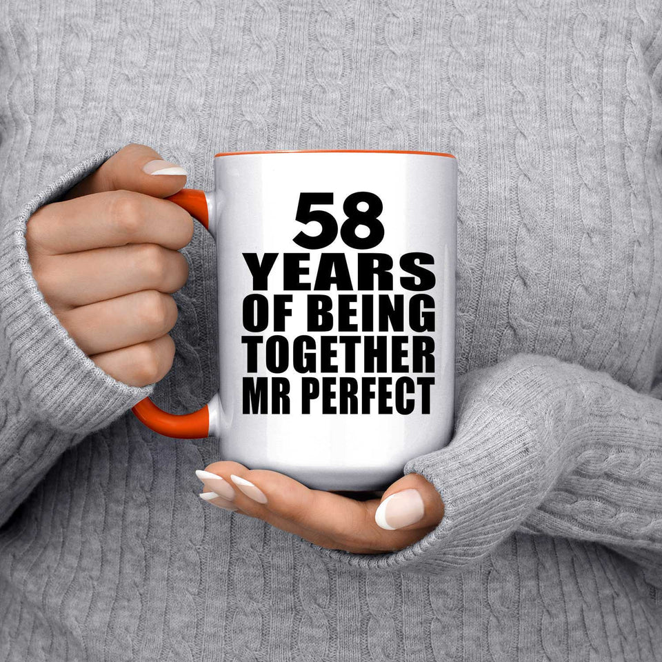 58th Anniversary 58 Years Of Being Mr Perfect - 15oz Accent Mug Orange