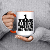 1st Anniversary 1 Year Of Being Mrs Perfect - 15oz Accent Mug Orange