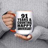 Happy 91st Anniversary 91 Years & Counting - 15oz Accent Mug Orange