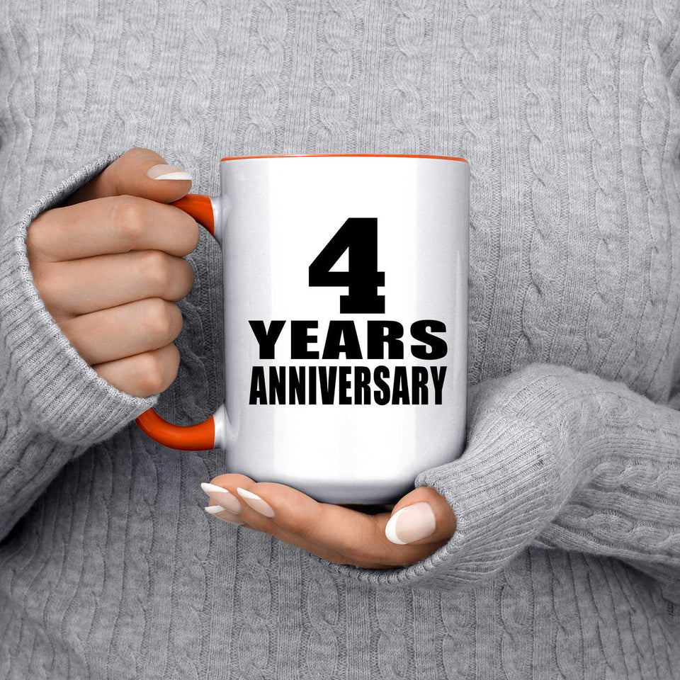 4th Anniversary 4 Years Anniversary - 15oz Accent Mug Orange