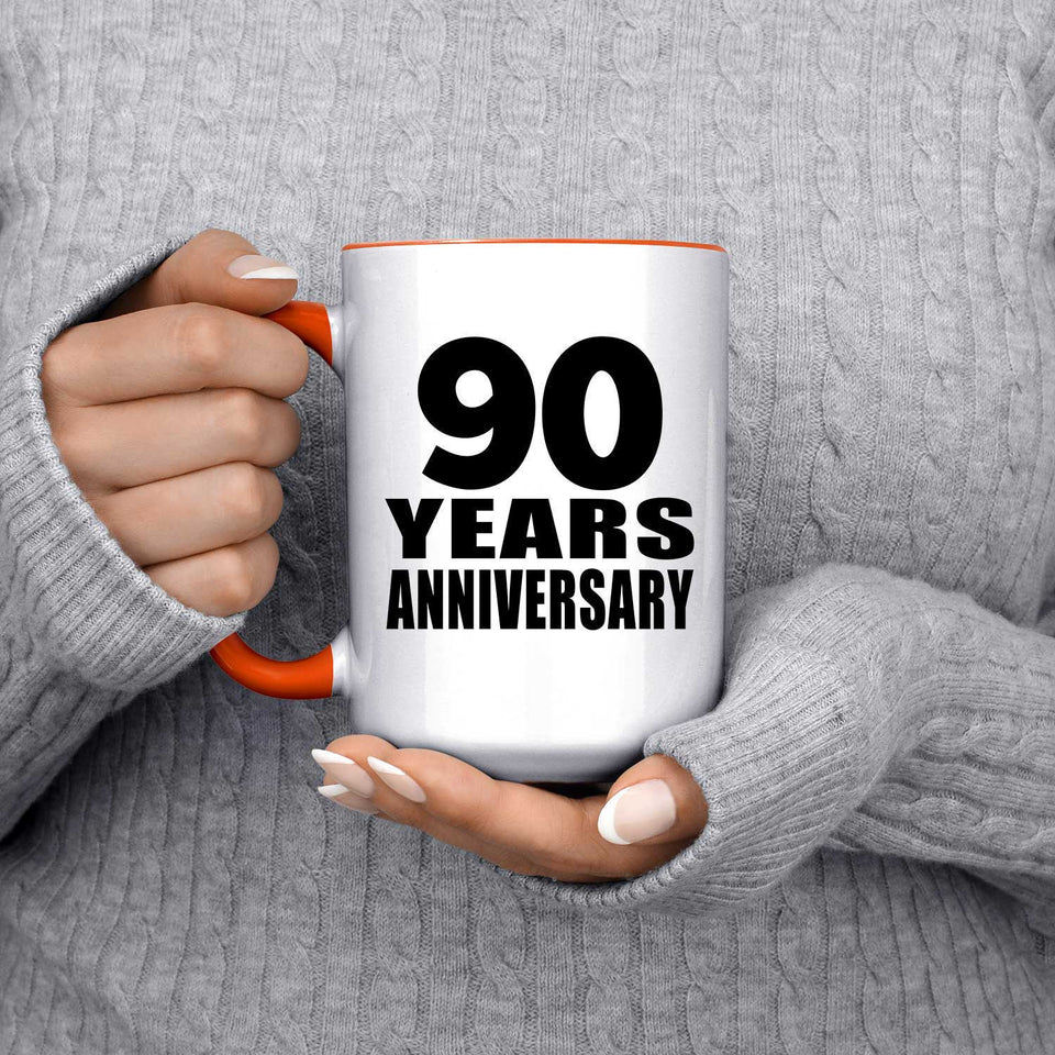 90th Anniversary 90 Years Anniversary - 15oz Accent Mug Orange