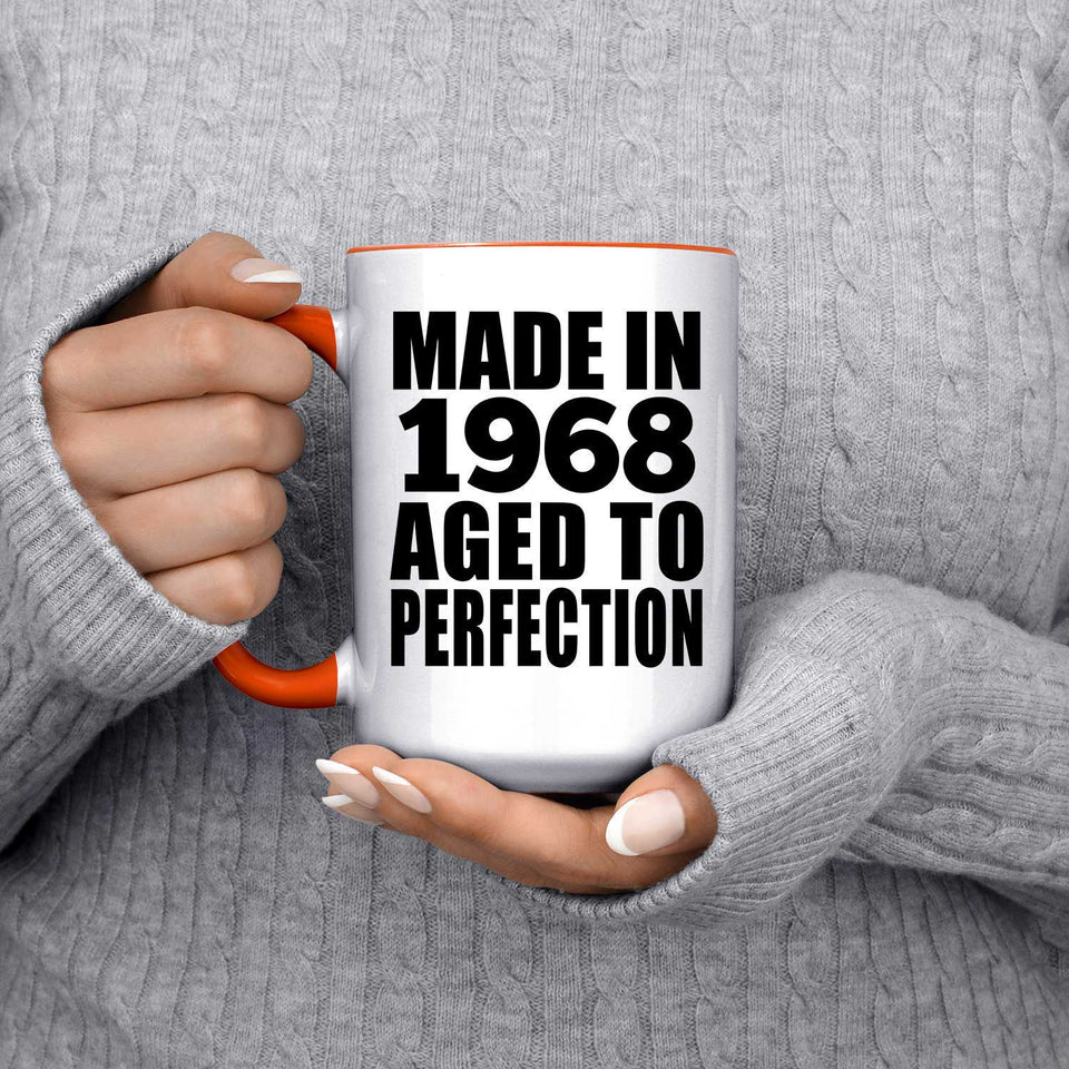 56th Birthday Made In 1968 Aged to Perfection - 15oz Accent Mug Orange