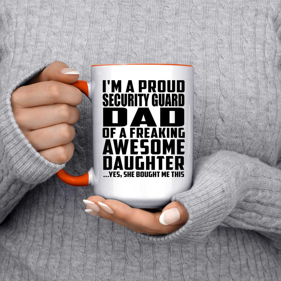 Proud Security Guard Dad Of Awesome Daughter - 15oz Accent Mug Orange