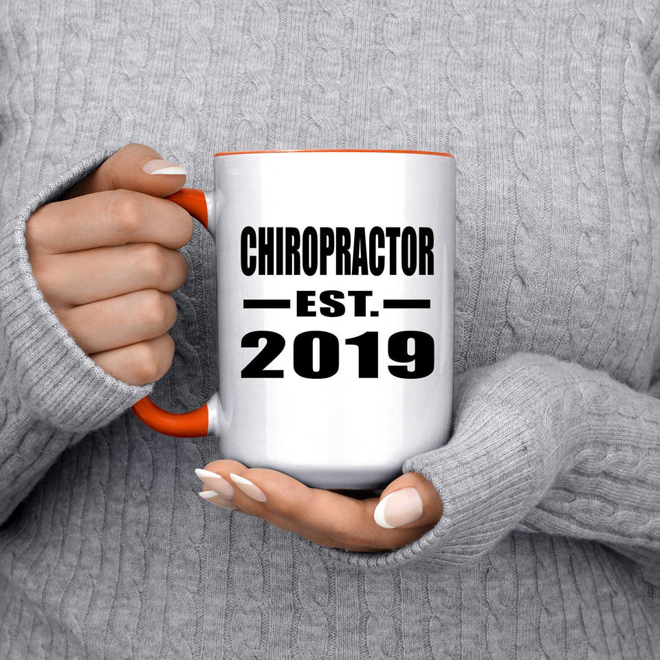 Chiropractor Established EST. 2019 - 15oz Accent Mug Orange
