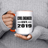 Civil Engineer Established EST. 2019 - 15oz Accent Mug Orange