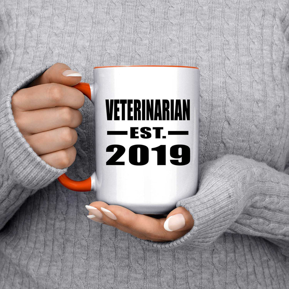 Veterinarian Established EST. 2019 - 15oz Accent Mug Orange