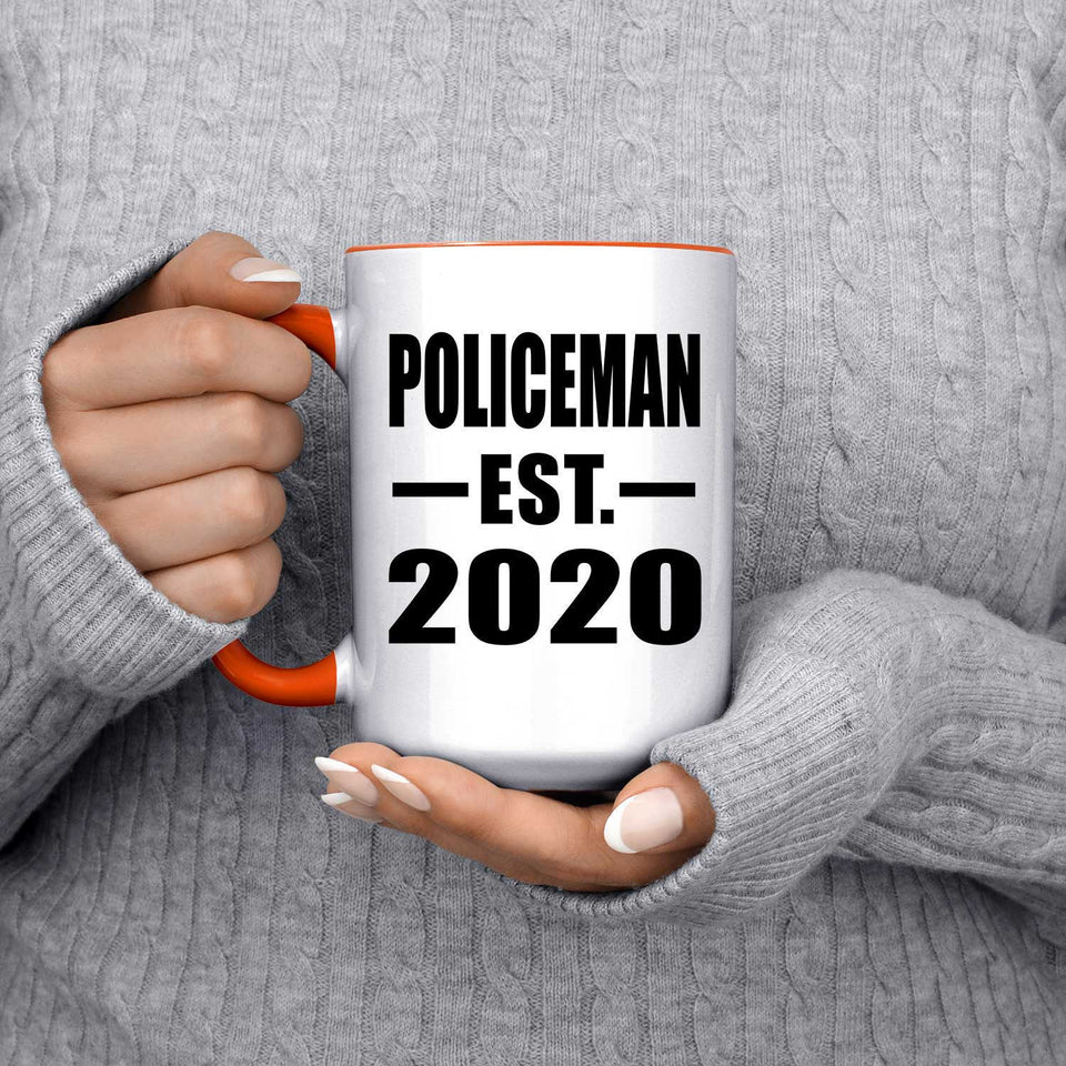 Policeman Established EST. 2020 - 15oz Accent Mug Orange