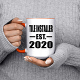 Tile Installer Established EST. 2020 - 15oz Accent Mug Orange