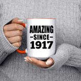 107th Birthday Amazing Since 1917 - 15oz Accent Mug Orange